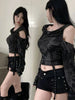 Distressed Open Sleeve Hoodie