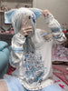 叁毒 Harajuku Skeleton Print Cat Ear Hoodie