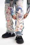 AONE4SURE x ILOVEUIHATEU | Anime Frayed Cut-out Jeans