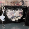 Black and White See Through Heart Ita Bag