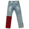 AONE4SURE | High-Rise Distressed-Panel Denim Trousers