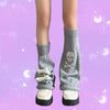 ☠ Skull and Bone Grey and Black Leg Warmers