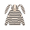 23AW | Stripe Knitted Bunny Ear Hoodie with Black Wooden Cross Necklace