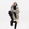 23AW | Stripe Knitted Bunny Ear Hoodie with Black Wooden Cross Necklace