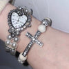 Vintage Style Watch & Cross Bracelet Pair