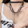 Punk Cross Multiple Layer Bead Necklace