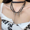 Punk Cross Multiple Layer Bead Necklace