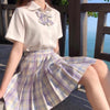 Japanese School Uniform JK Plaid Skirt - Lavender Moonlight