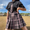 Japanese School Uniform JK Plaid Skirt with Matching Bow and Tie - Pink Rebels