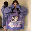 惡靈退散 Unisex Anime Girl Oversized Hoodie Purple