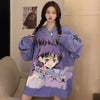 惡靈退散 Unisex Anime Girl Oversized Hoodie Purple