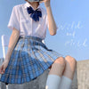 Japanese School Uniform JK Plaid Skirt - Ocean Blue