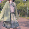 Japanese School Uniform JK Plaid Skirt with Matching Bow - Tinker Bell