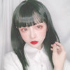 姫カット Hime cut Black-Green Natural Looking Wig