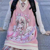 Pink and Cream Anime Girl Sleeveless Knitwear Jumper/Vest