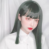 姫カット Hime cut Black-Green Natural Looking Wig